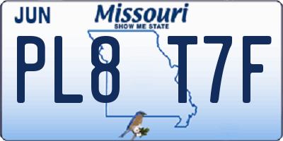 MO license plate PL8T7F