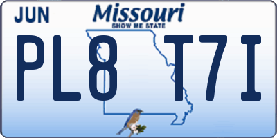 MO license plate PL8T7I