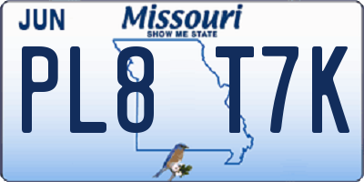 MO license plate PL8T7K