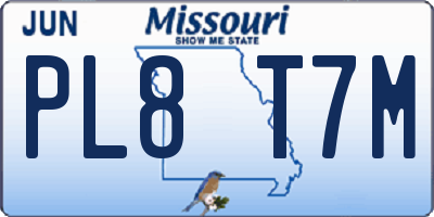 MO license plate PL8T7M