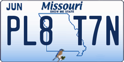 MO license plate PL8T7N