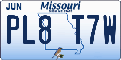 MO license plate PL8T7W