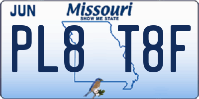 MO license plate PL8T8F