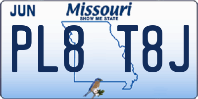 MO license plate PL8T8J