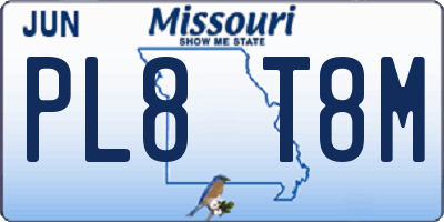 MO license plate PL8T8M