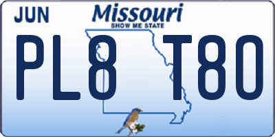MO license plate PL8T8O