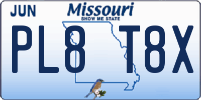 MO license plate PL8T8X