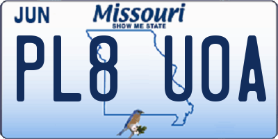 MO license plate PL8U0A