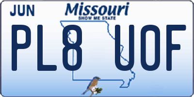 MO license plate PL8U0F