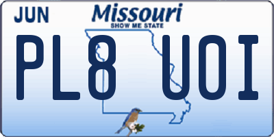 MO license plate PL8U0I