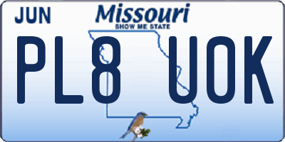 MO license plate PL8U0K
