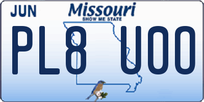 MO license plate PL8U0O