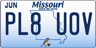 MO license plate PL8U0V