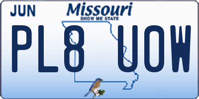 MO license plate PL8U0W