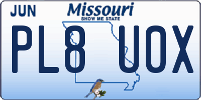 MO license plate PL8U0X