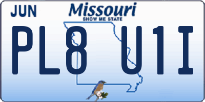 MO license plate PL8U1I