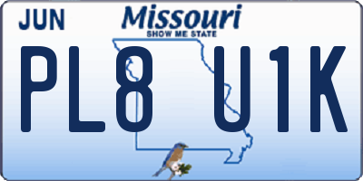 MO license plate PL8U1K