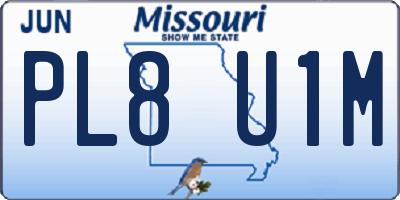 MO license plate PL8U1M