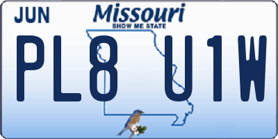 MO license plate PL8U1W