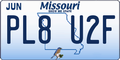 MO license plate PL8U2F