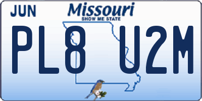 MO license plate PL8U2M