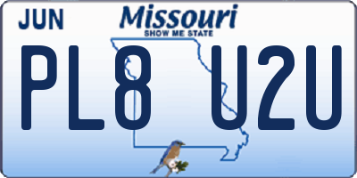 MO license plate PL8U2U