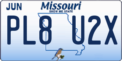 MO license plate PL8U2X