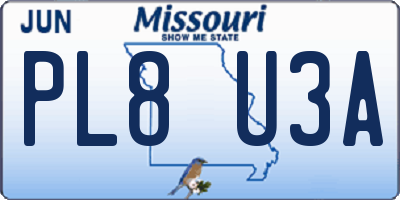MO license plate PL8U3A