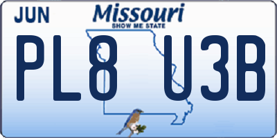 MO license plate PL8U3B