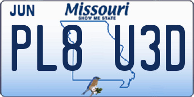 MO license plate PL8U3D