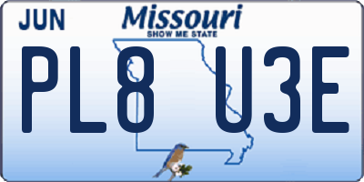 MO license plate PL8U3E