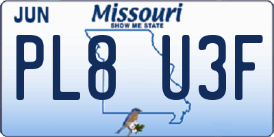 MO license plate PL8U3F