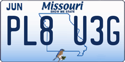 MO license plate PL8U3G