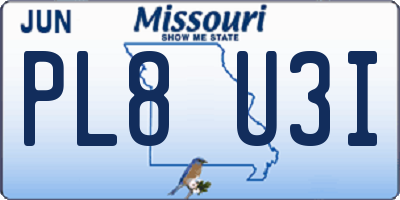 MO license plate PL8U3I