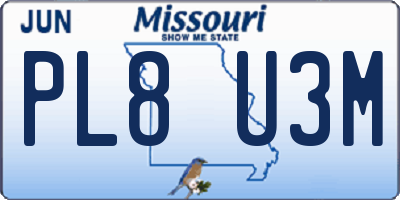 MO license plate PL8U3M