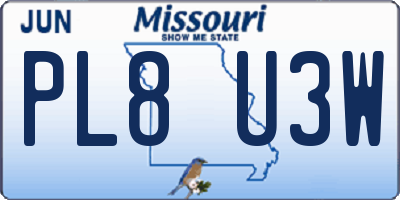 MO license plate PL8U3W