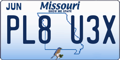 MO license plate PL8U3X