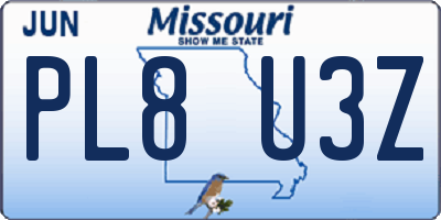 MO license plate PL8U3Z