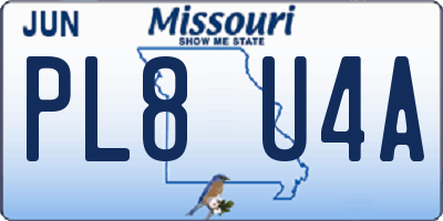 MO license plate PL8U4A