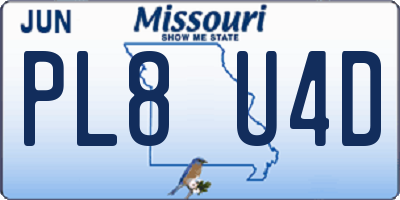 MO license plate PL8U4D
