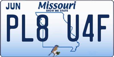 MO license plate PL8U4F