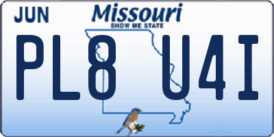 MO license plate PL8U4I