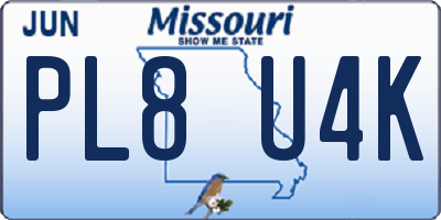 MO license plate PL8U4K