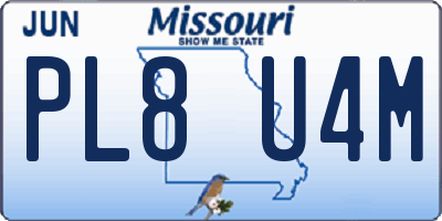 MO license plate PL8U4M