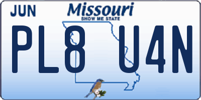 MO license plate PL8U4N
