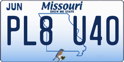 MO license plate PL8U4O