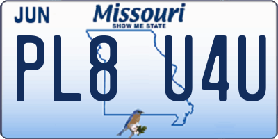 MO license plate PL8U4U