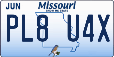 MO license plate PL8U4X