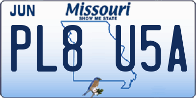MO license plate PL8U5A