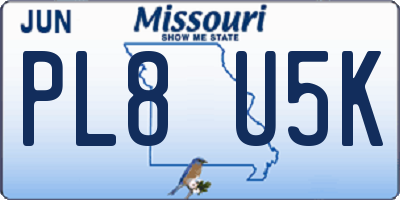 MO license plate PL8U5K